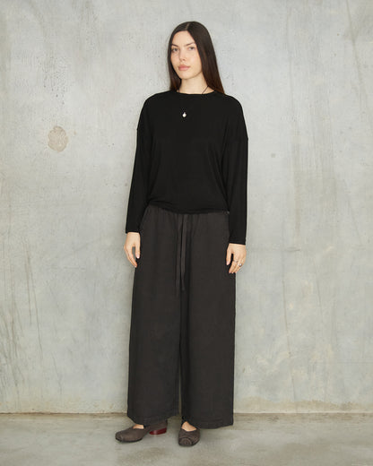 Black Cashmere Boatneck Pullover