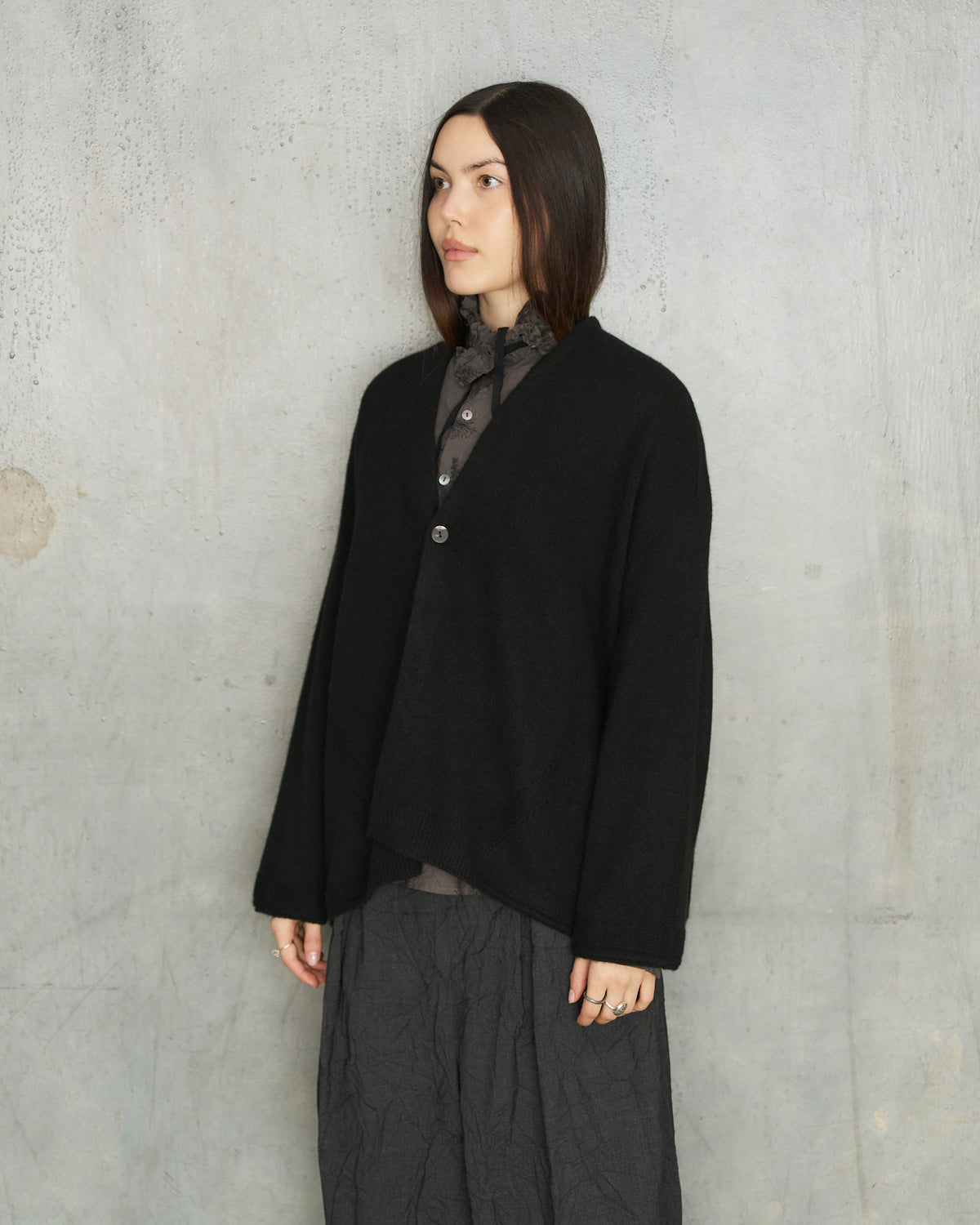 Black Cashmere Pattern Cardigan