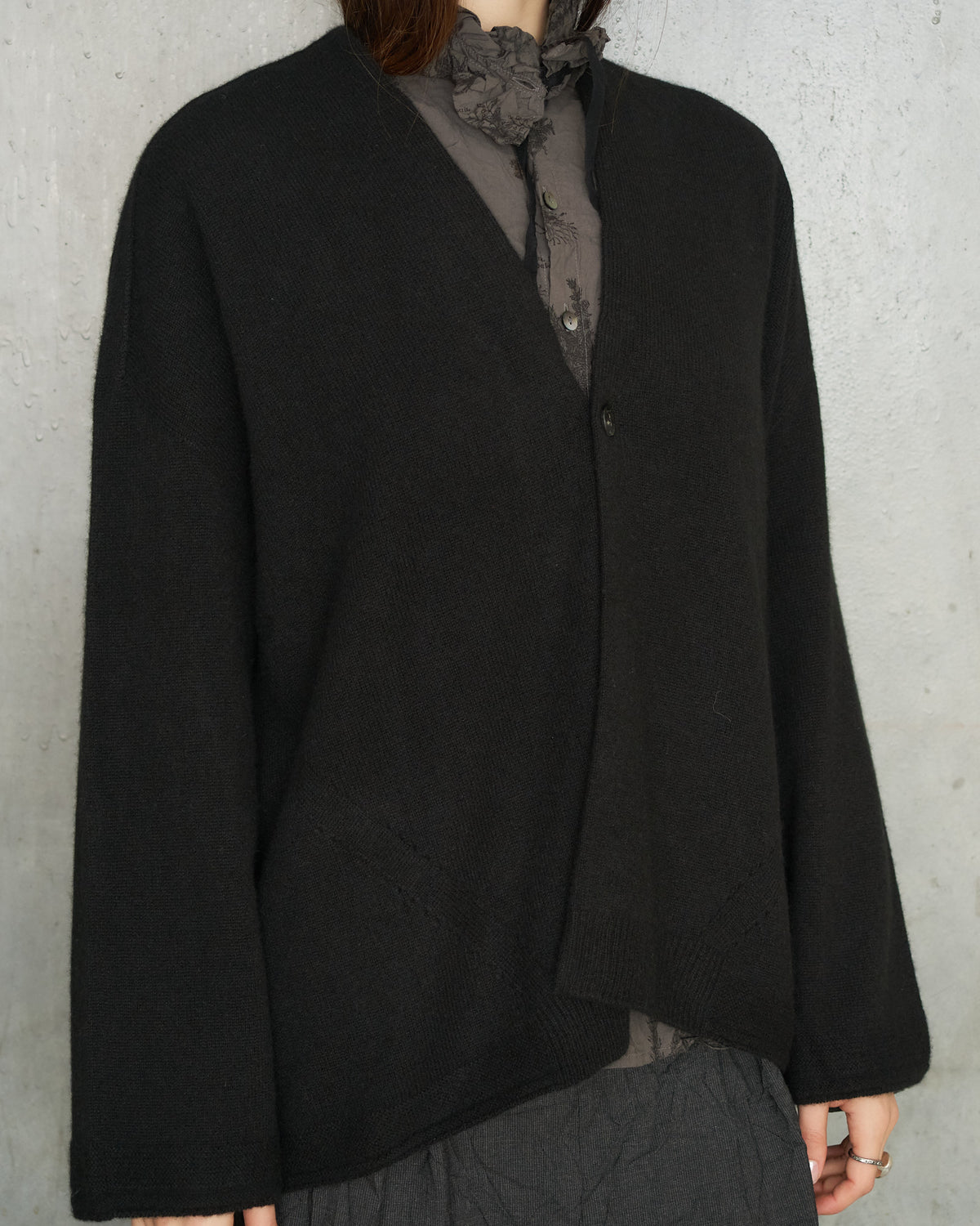 Black Cashmere Pattern Cardigan
