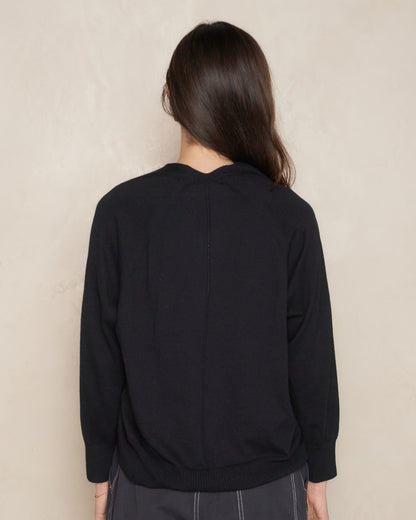 Black Cotton Linen Cardigan