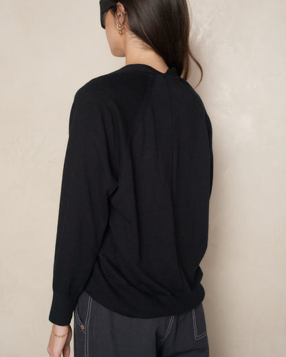 Black Cotton Linen Cardigan