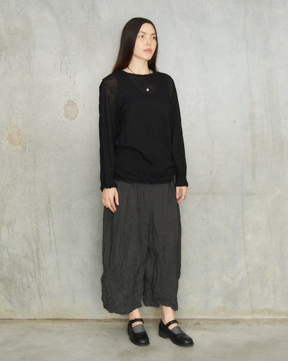Black Crinkle Wool Pullover