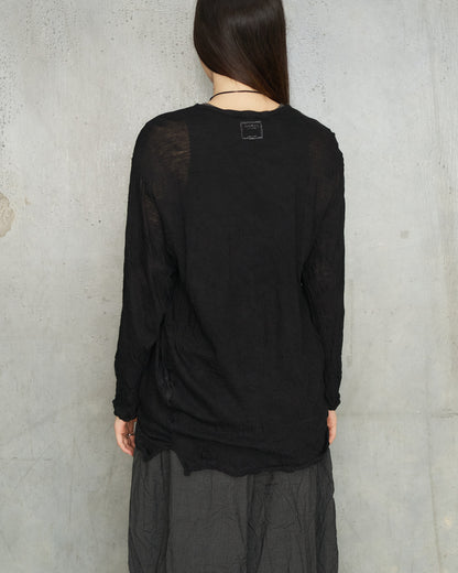 Black Crinkle Wool Pullover