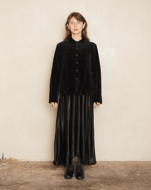 Black Crinkled Velvet Jacket