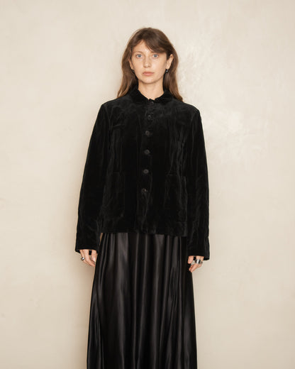 Black Crinkled Velvet Jacket