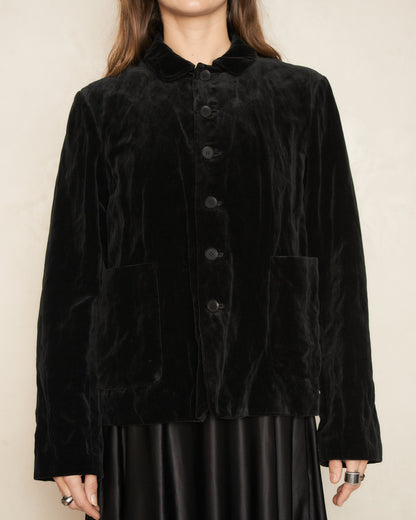 Black Crinkled Velvet Jacket