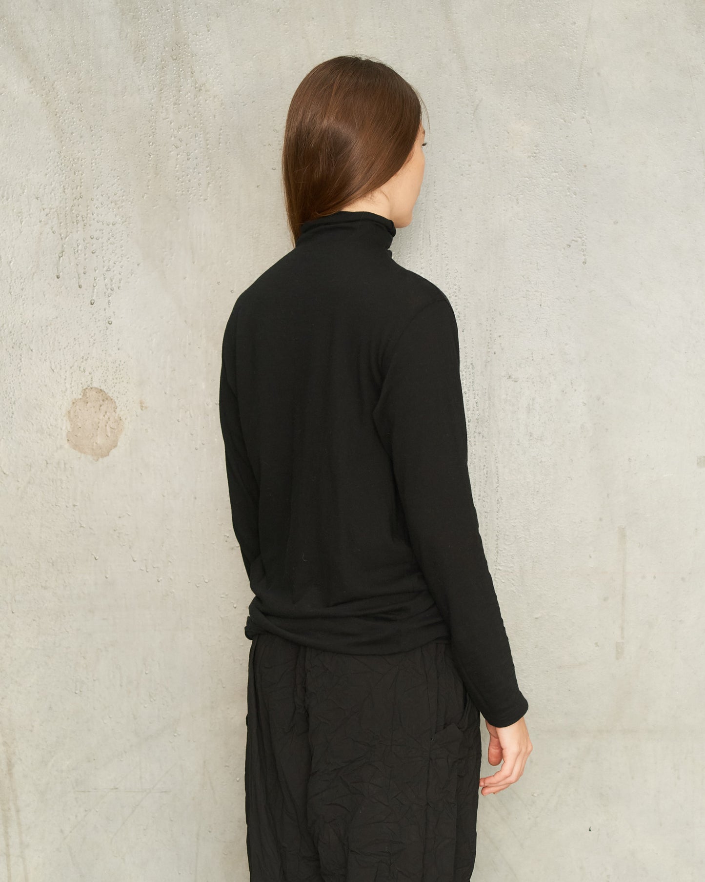 Black Gauze Turtleneck Pullover