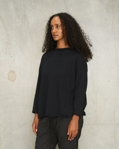 Black Linen Square Pullover