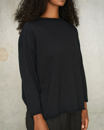 Black Linen Square Pullover