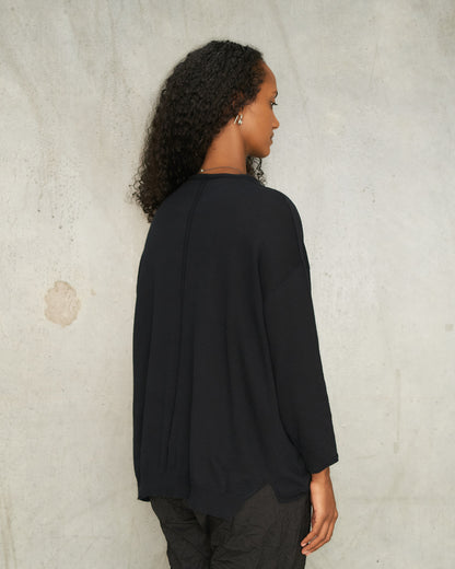 Black Linen Square Pullover
