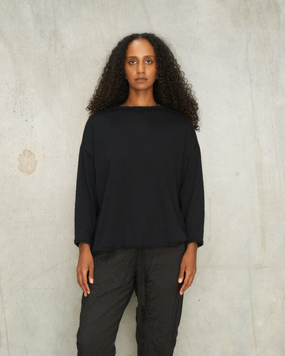 Black Linen Square Pullover
