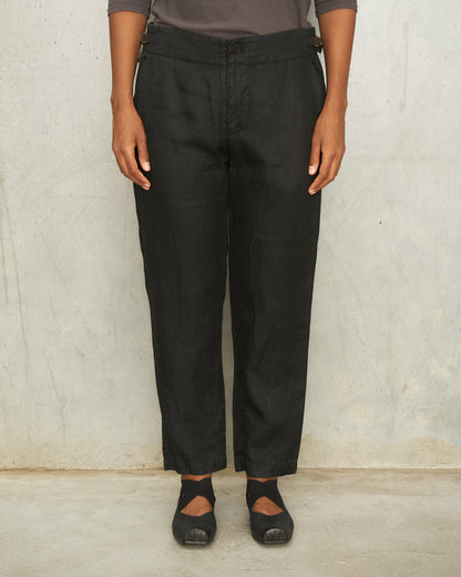 Black Linen Tapered Pants