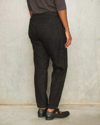 Black Linen Tapered Pants