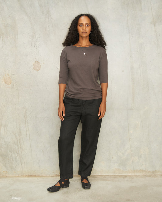 Black Linen Tapered Pants