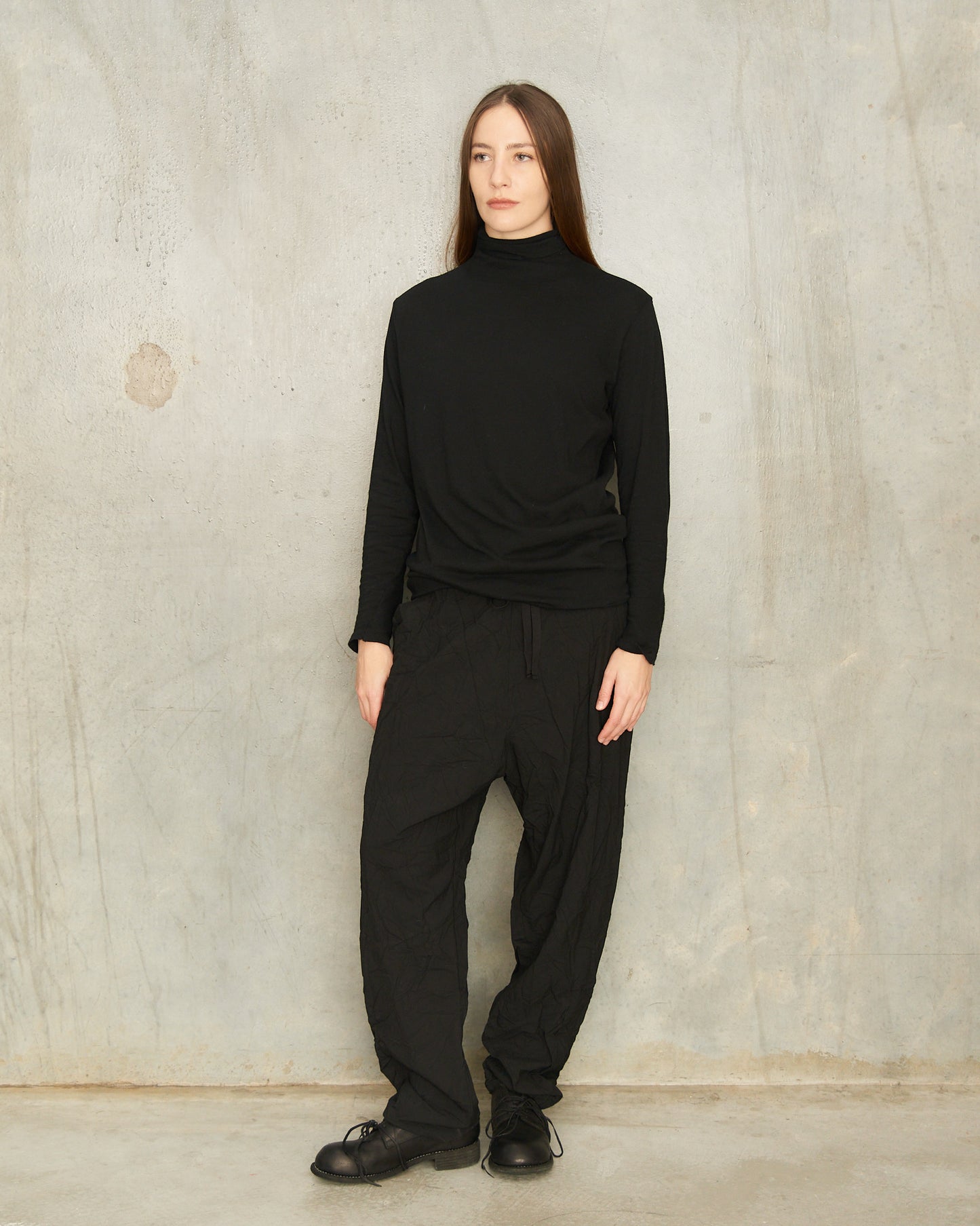 Black Gauze Turtleneck Pullover