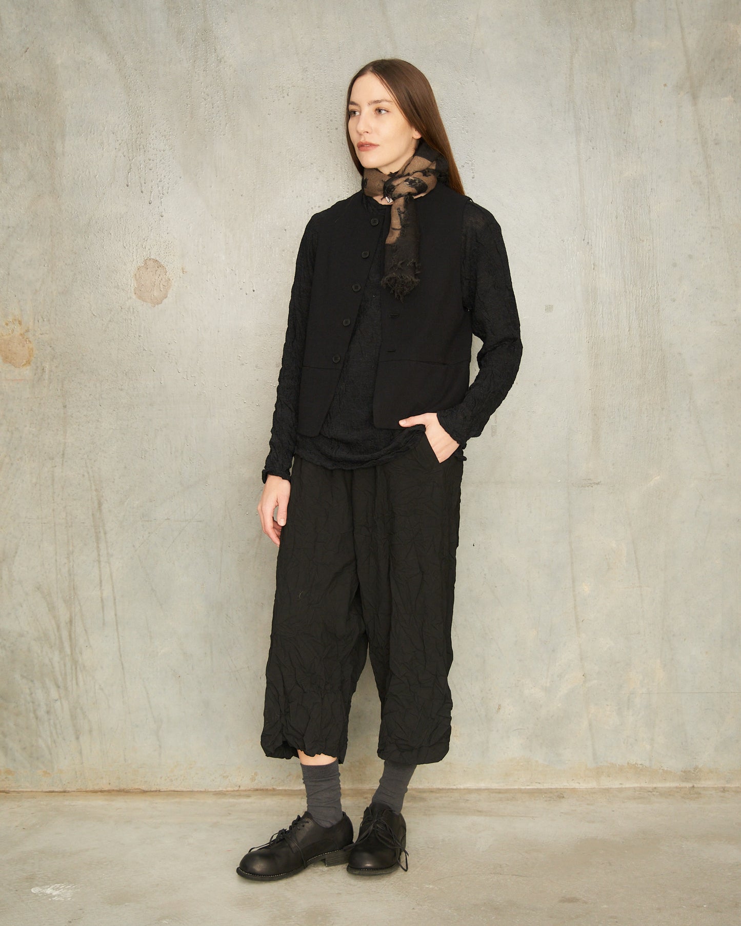 Black Stretch Sarouel Pants