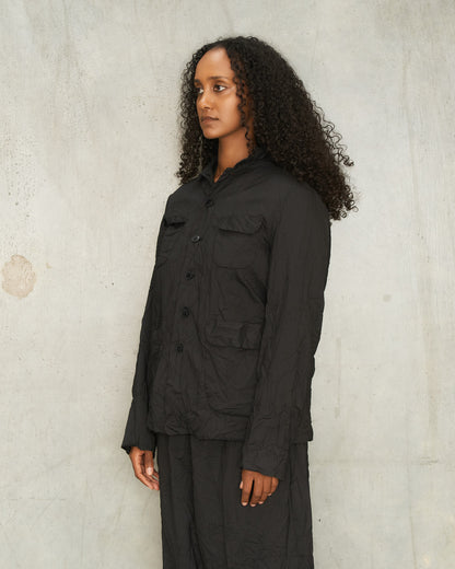 Black Stripe Crinkle Jacket