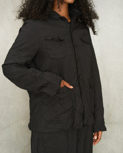 Black Stripe Crinkle Jacket