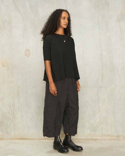 Black Stripe Crinkle Wide Pants