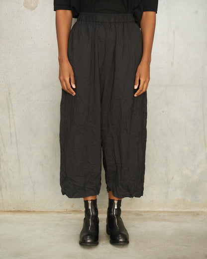 Black Stripe Crinkle Wide Pants