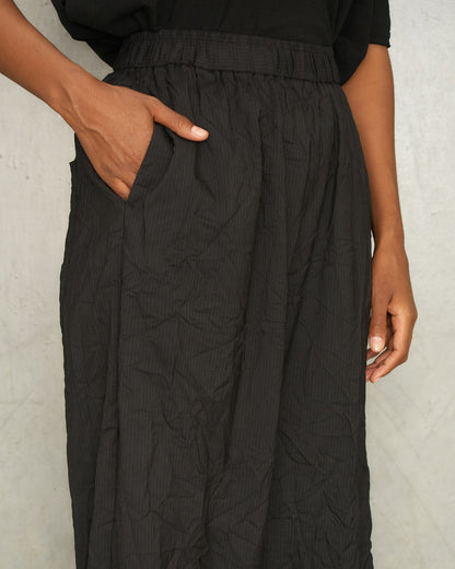 Black Stripe Crinkle Wide Pants