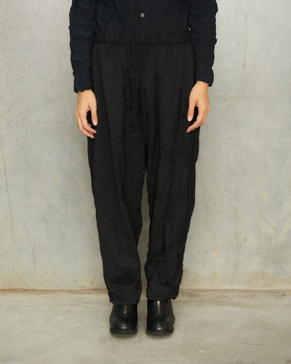 Black Wool Twill Tapered Pants