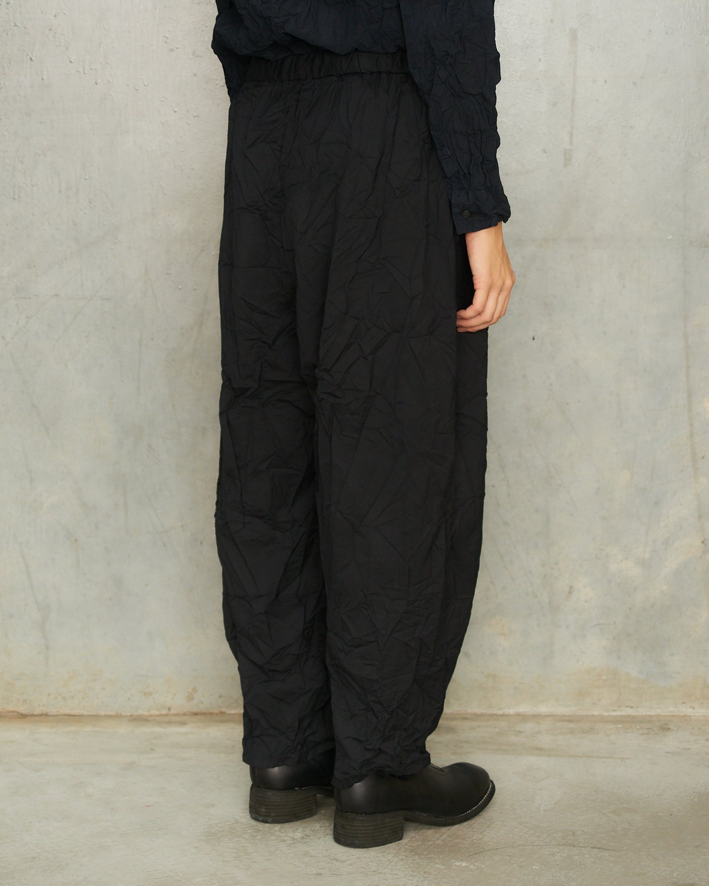 Black Wool Twill Tapered Pants