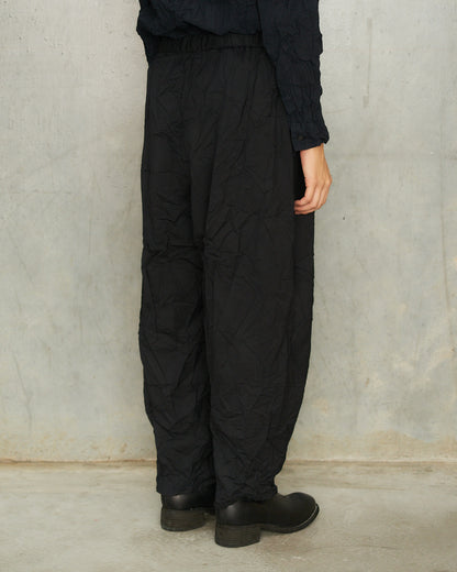 Black Wool Twill Tapered Pants