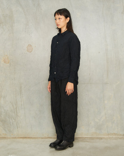 Black Wool Twill Tapered Pants