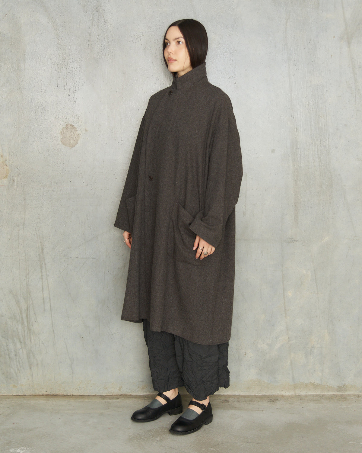 Brown Eco Wool Oversized Coat