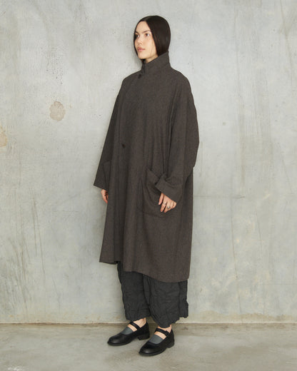 Brown Eco Wool Oversized Coat