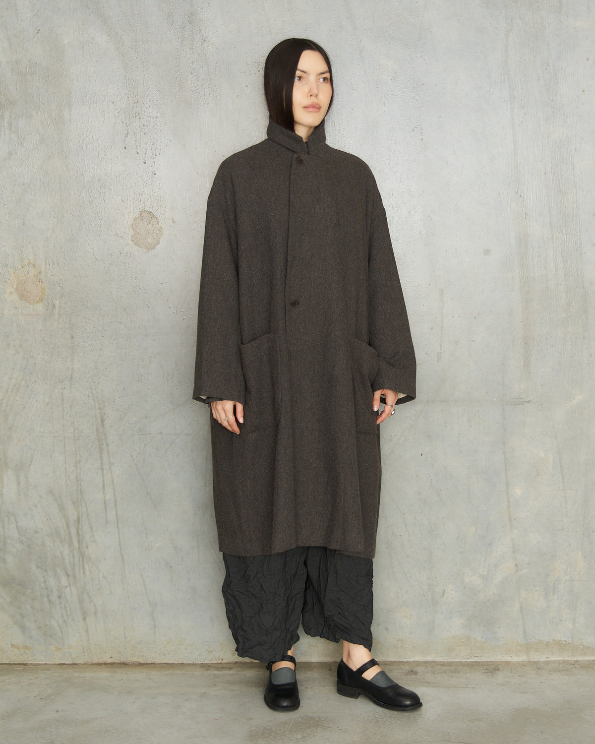 Brown Eco Wool Oversized Coat