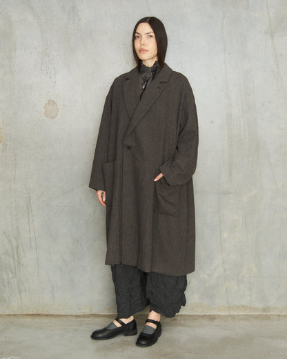 Brown Eco Wool Oversized Coat