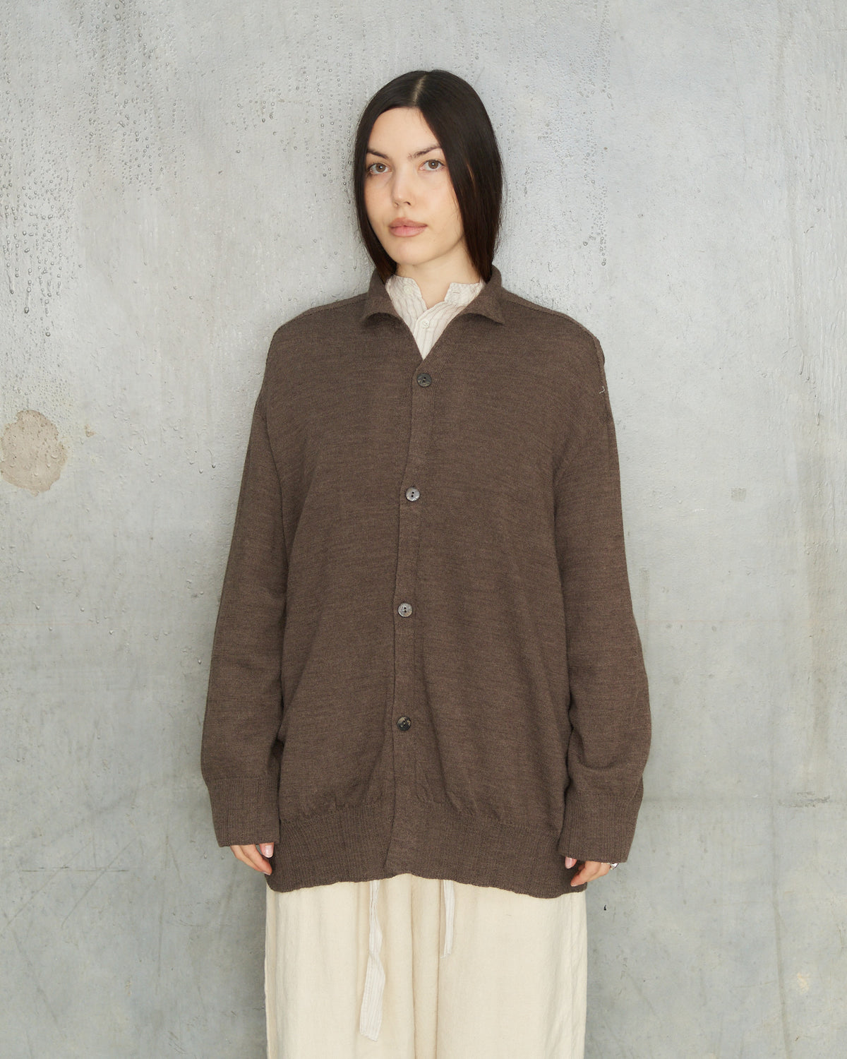 Brown Merino Wool Cardigan