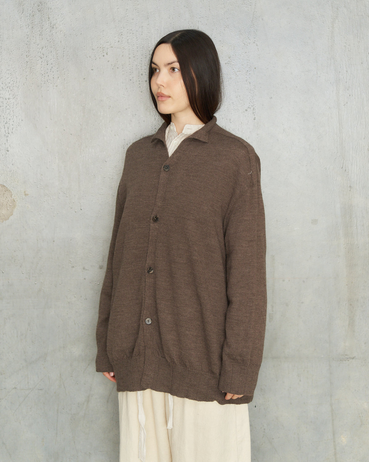 Brown Merino Wool Cardigan