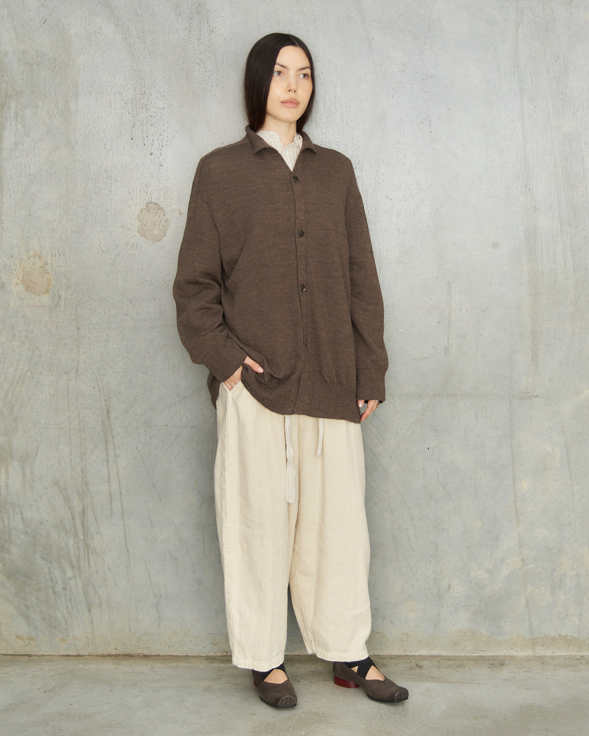 Brown Merino Wool Cardigan