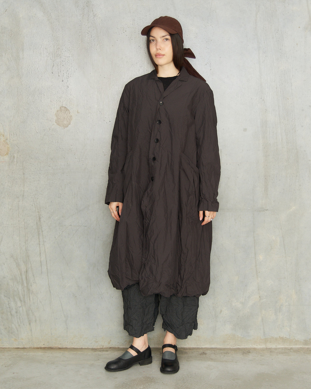 Brown Mini Check Tailored Coat