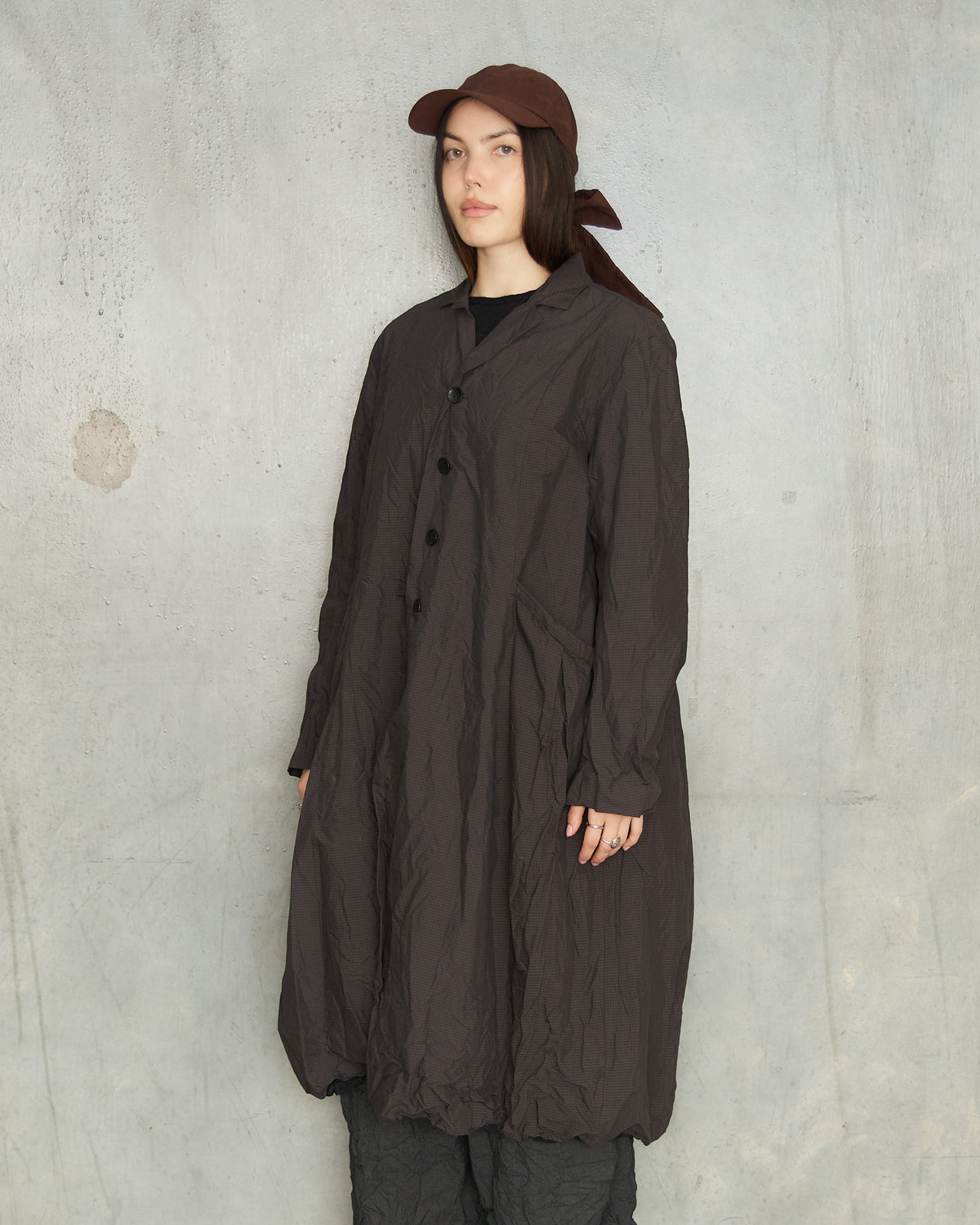 Brown Mini Check Tailored Coat