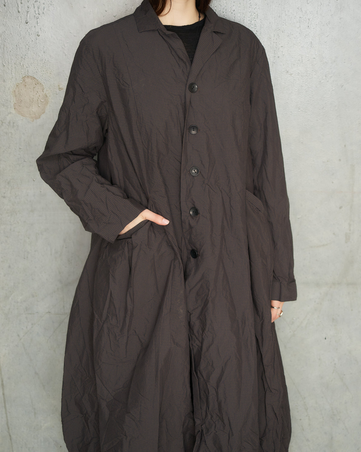 Brown Mini Check Tailored Coat