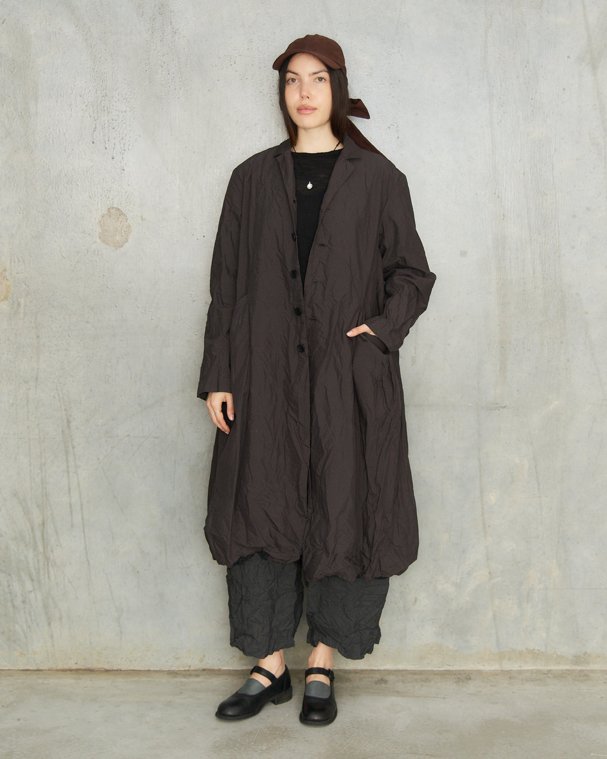 Brown Mini Check Tailored Coat