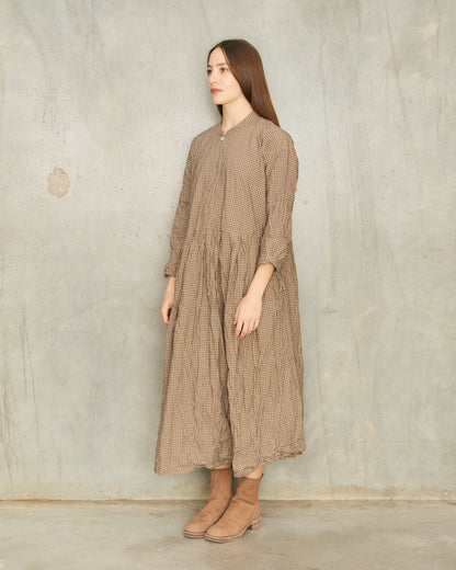 Brown Organic Checkered Dress