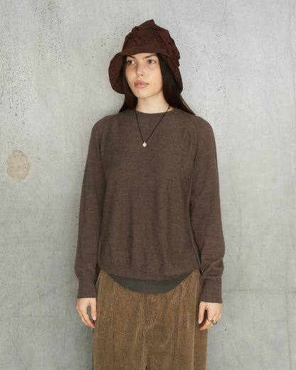 Brown Patterned Panel Pullover