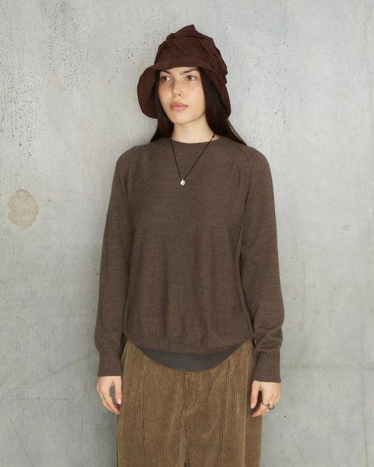 Brown Patterned Panel Pullover