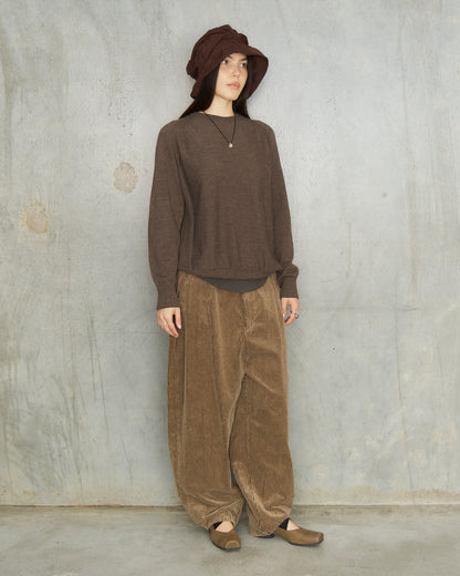 Brown Patterned Panel Pullover