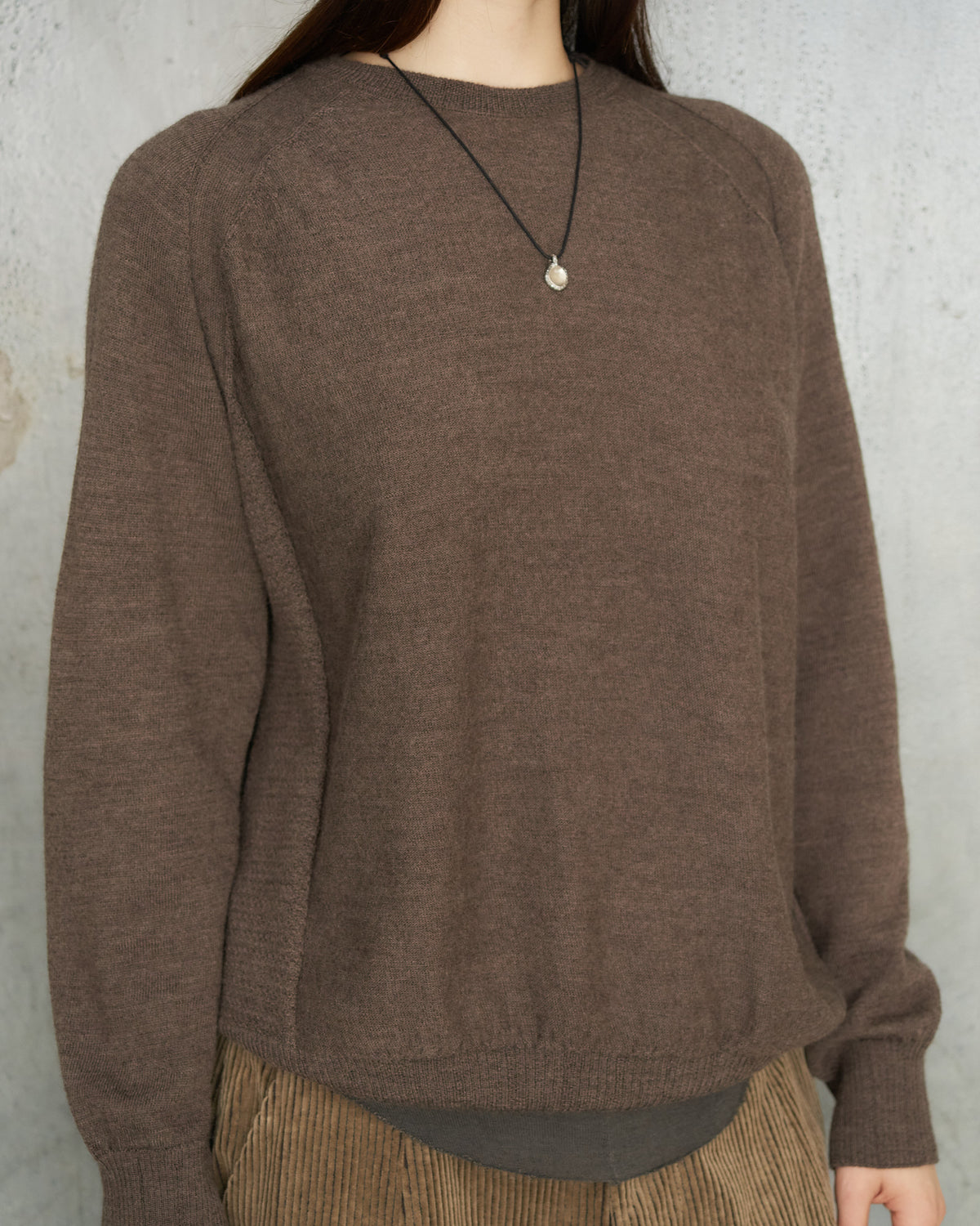 Brown Patterned Panel Pullover