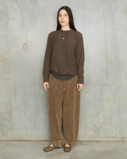 Brown Patterned Panel Pullover
