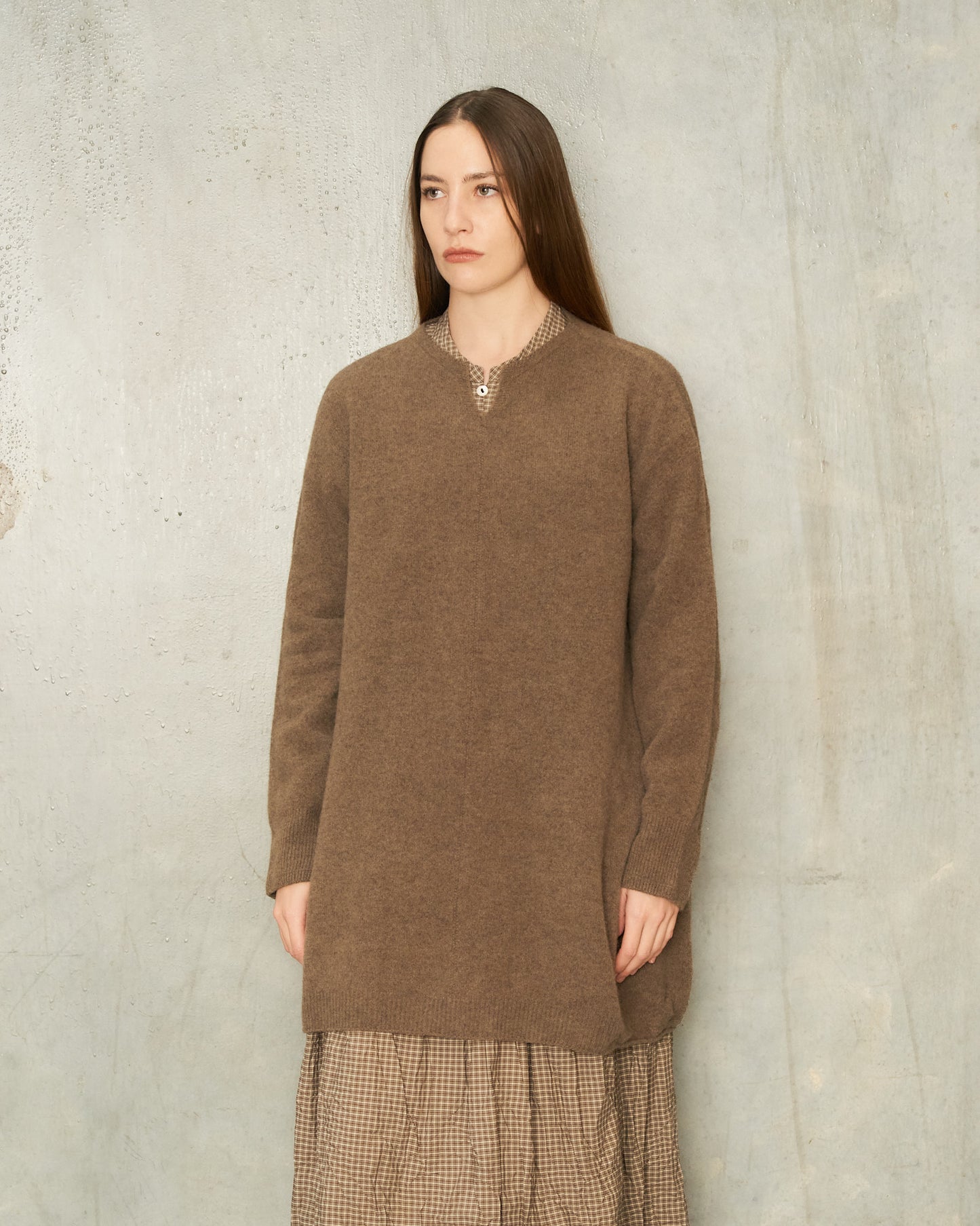 Brown Wool Long Pullover