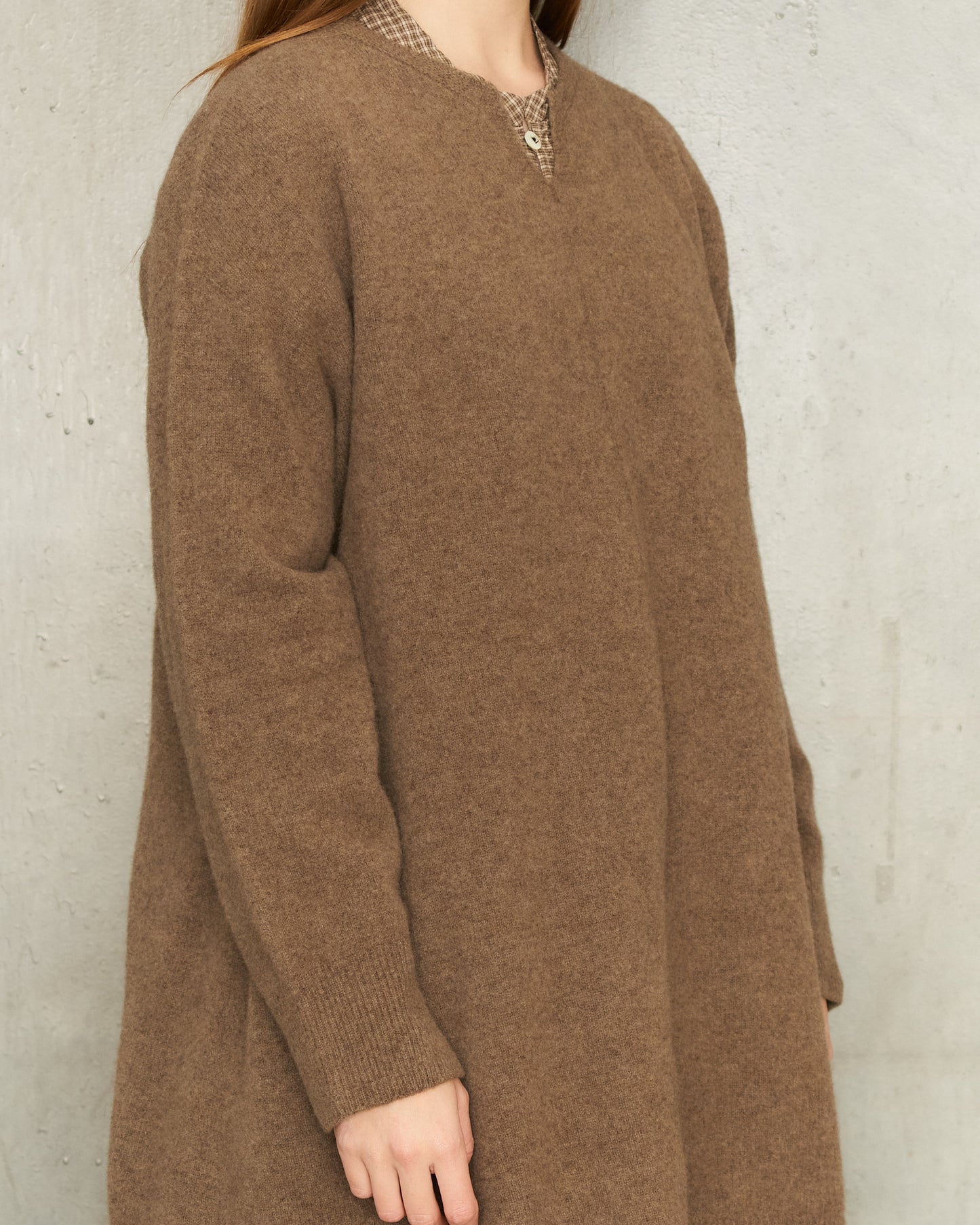 Brown Wool Long Pullover