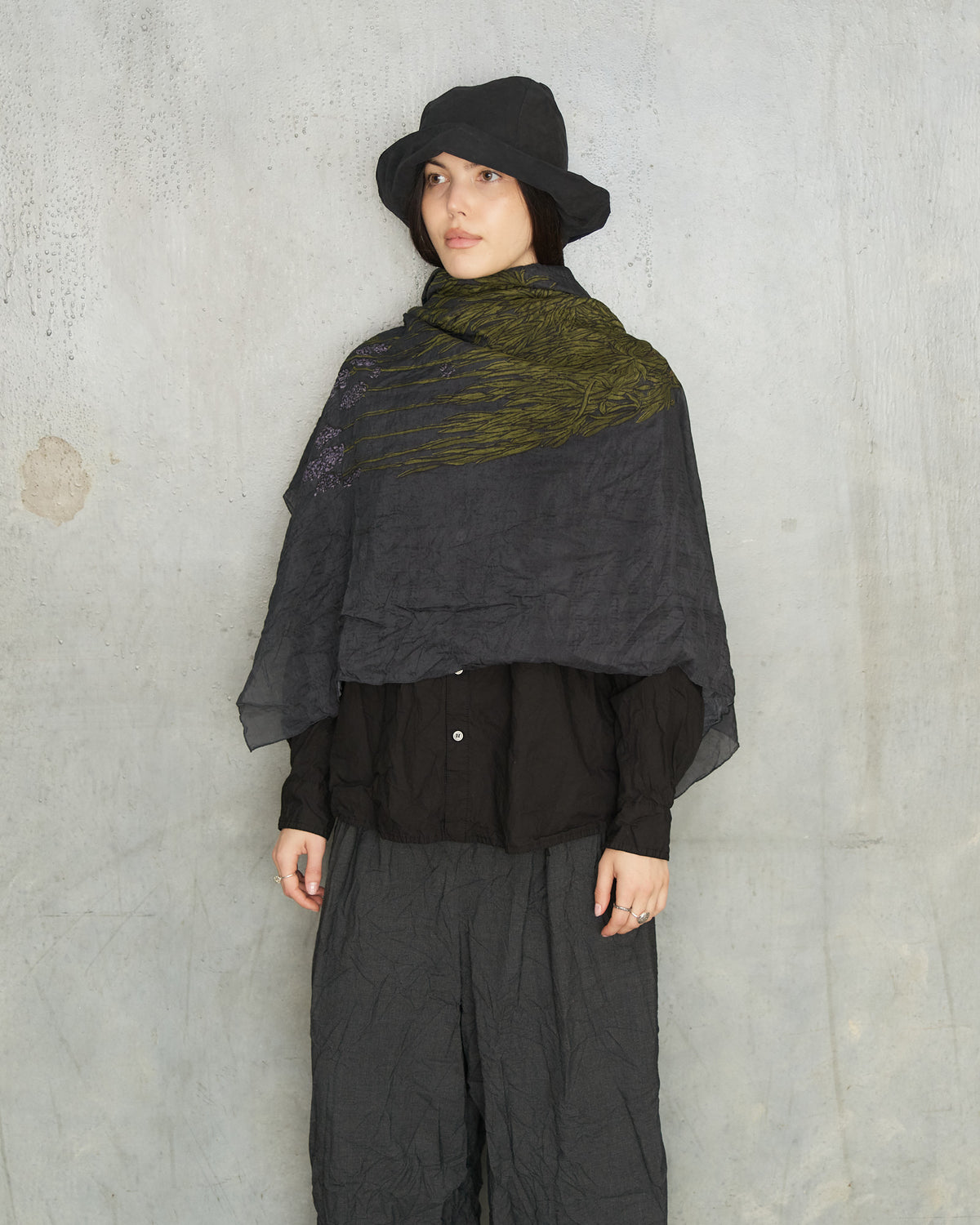 Charcoal Lavender Print Scarf