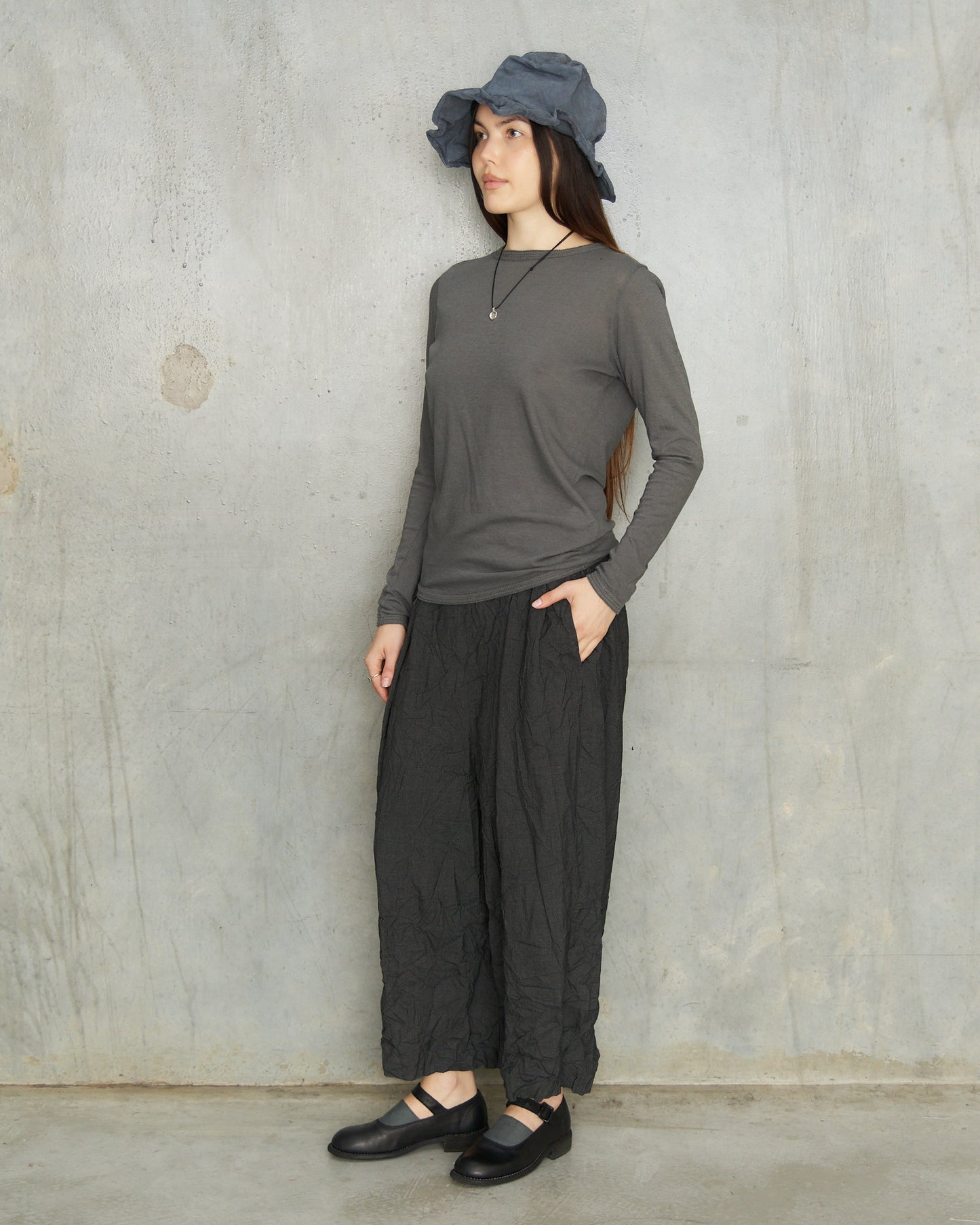 Charcoal Recycled Pinhead Wide Pants